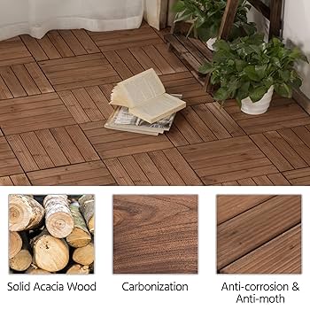 Amazon.com: Yaheetech 27PCS Interlocking Patio Deck Tiles 12
